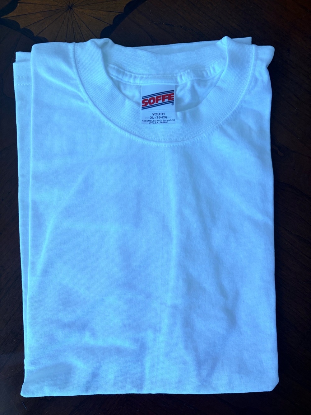 Soffe White Youth Crew Neck T-Shirt